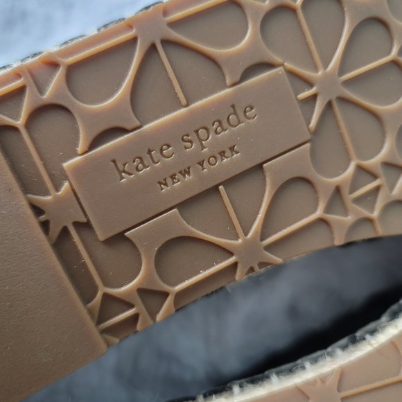 KATE SPADE Espadrille Gillian Black Leather Flats Slip On Laster Cutout Size 7 - Picture 12 of 12